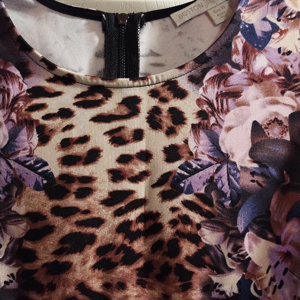 NWOT Floral and Leopard Print Sleeveless Dress - Picture 3 of 5